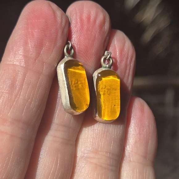 Amber & Sterling Earrings - Picture 5 of 7